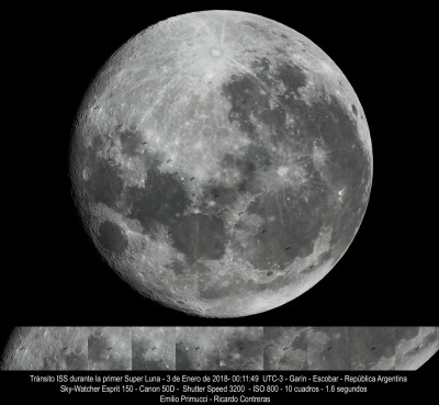 Astrofotografía de Tránsito ISS con la Superluna en la categoría Luna